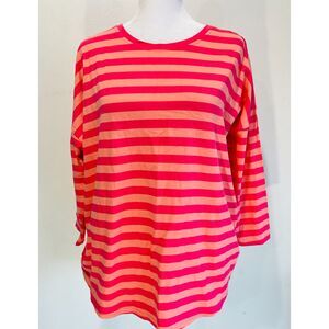 Vineyard vines long sleeve t shirt colorful stripes orange pink casual women's M